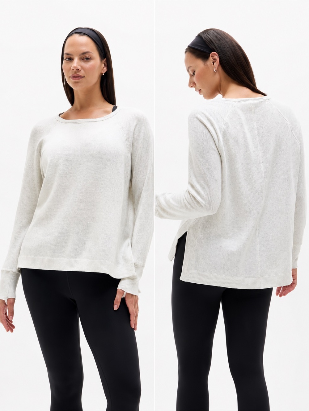 Athleta Coaster Luxe Recover Sweatshirt Oversized Sweater 1X Light Grey